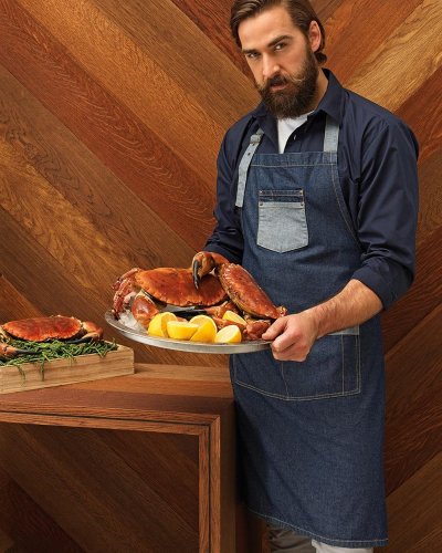 Domain Contrast Denim Bib Apron
