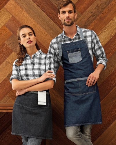 Domain Contrast Denim Bib Apron
