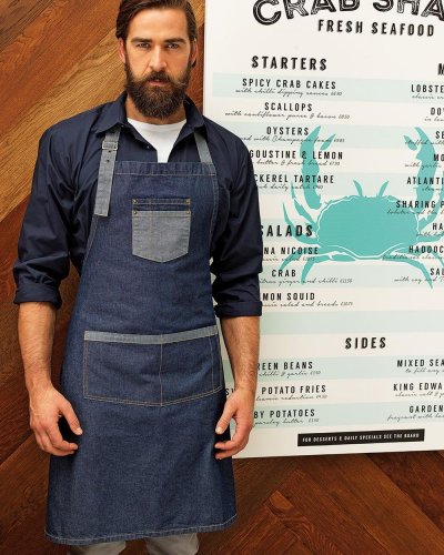 Domain Contrast Denim Bib Apron