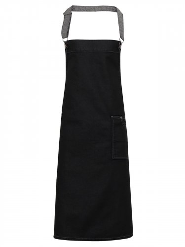 District Waxed Look Denim Bib Apron