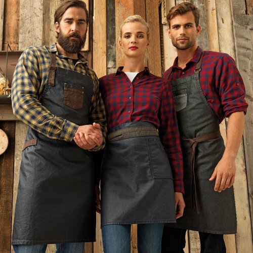 Division Waxed Look Denim Waist Apron