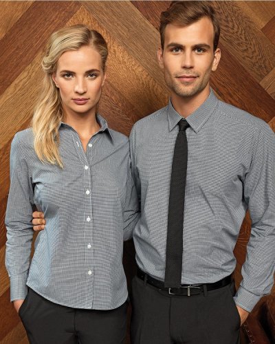 Men's Long Sleeve Microcheck Gingham Shirt