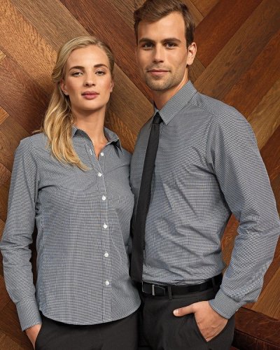 Men's Long Sleeve Microcheck Gingham Shirt