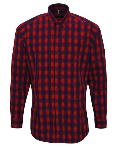 Men's LSL 'Mulligan' Check Cotton Bar Shirt Red/Navy
