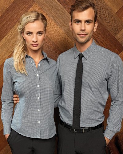 Ladies' Long Sleeve Microcheck Gingham Shirt