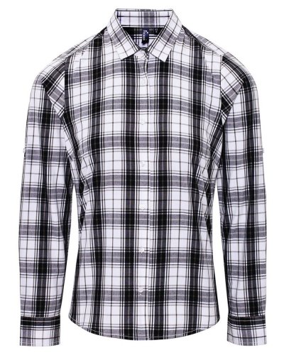 Ladies' LSL 'Ginmill' Check Cotton Bar Shirt Black White