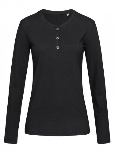 T-shirt Sharon Henley Long Sleeve donna