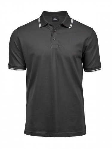Luxury Stripe Stretch Polo Dark grey/White