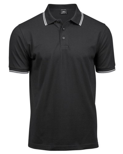 Luxury Stripe Stretch Polo Black/White