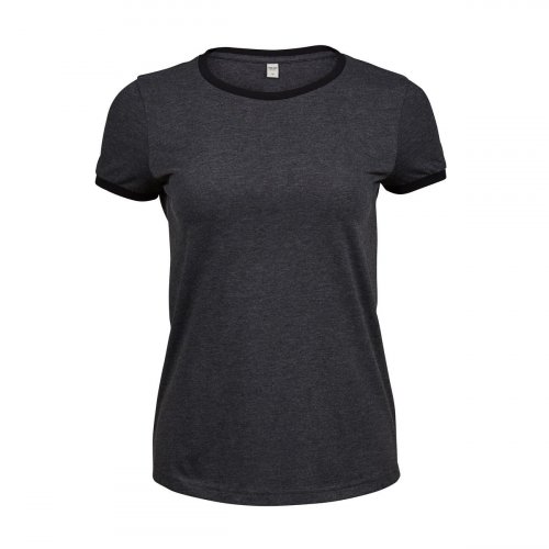 T-Shirt Ringer Tee - Donna Black Melange/Black