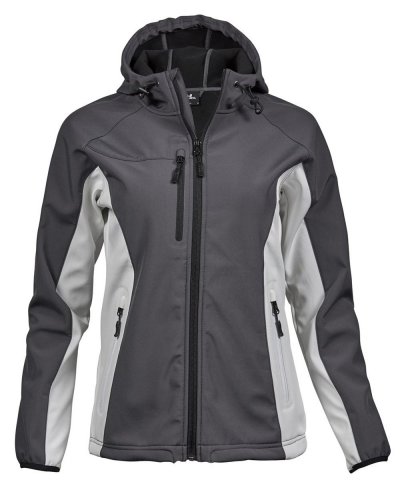 Ladies Hooded Lightweight Performance Softshell Dark grey/Off white