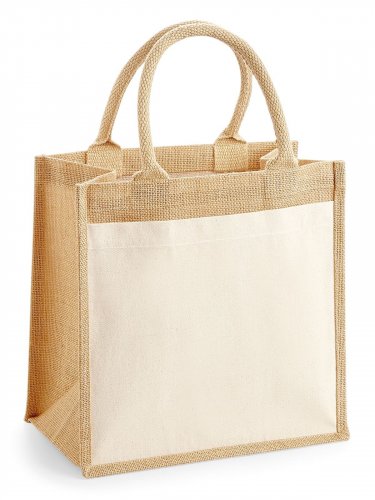 Cotton Pocket Jute Midi Tote Natural