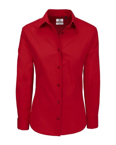 Camicia donna popeline Heritage LSL/women Deep Red