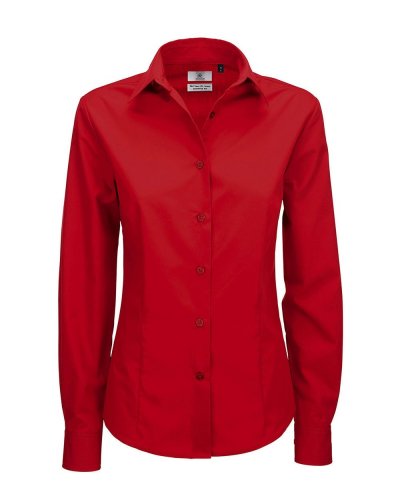 Camicia donna popeline maniche lunghe Smart Deep Red