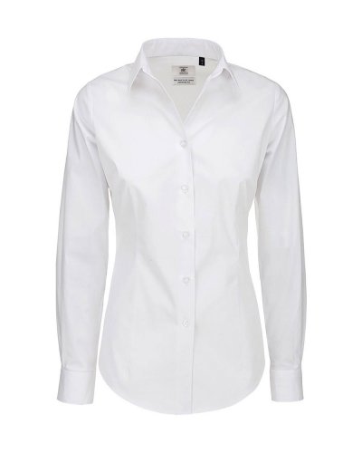 Camicia donna ls poplin Black Tie elastane White