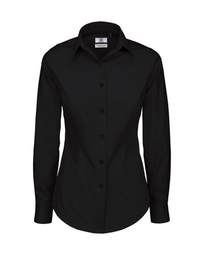 Camicia donna ls poplin Black Tie elastane Black