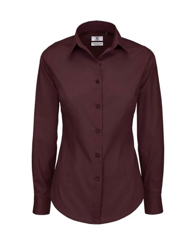 Camicia donna ls poplin Black Tie elastane Luxurious Red