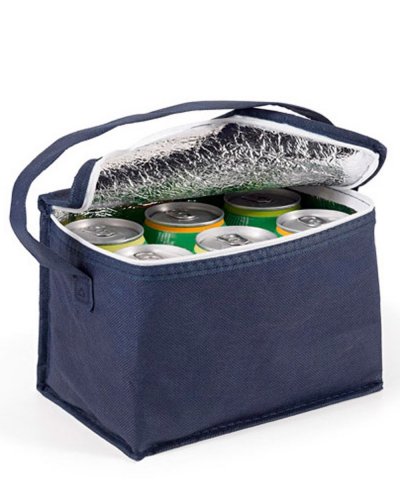 Borsa frigo capienza 6 lattine in TNT 20 x 14 x 13 cm Blu