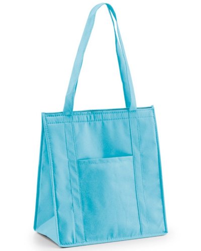 Shopper termica in TNT chiusura con velcro 32 x 35 x 17 cm Azzurro
