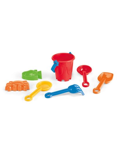 Secchiello da spiaggia con 6 accessori Rosso