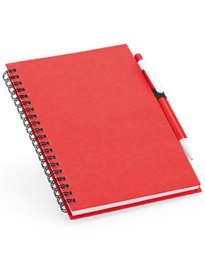 Block note con penna a sfera Rosso