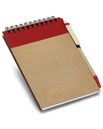 Block notes eco A6 con spirale e penna inclusa Rosso