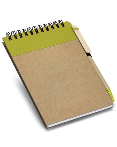 Block notes eco A6 con spirale e penna inclusa Verde Chiaro