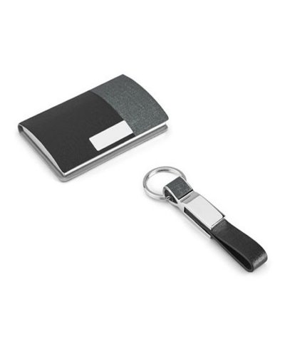 Set porta biglietti da visita e portachiavi Grigio