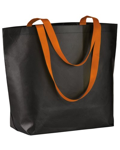 Shopper Nera con manici fluo Arancione