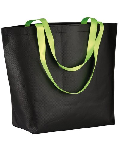 Shopper Nera con manici fluo Verde mela