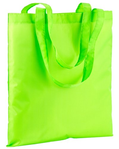 Shopper fluo in poliestere con manici lunghi Verde mela