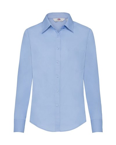 Camicia donna in popeline maniche lunghe Mid blue