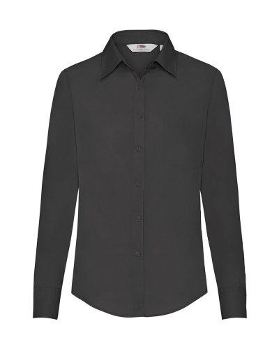 Camicia donna in popeline maniche lunghe Nero