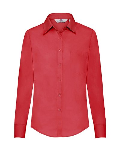 Camicia donna in popeline maniche lunghe Rosso