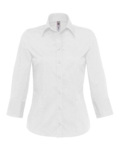 Camicia donna in popeline maniche 3/4 White