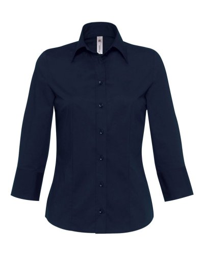 Camicia donna in popeline maniche 3/4 Navy