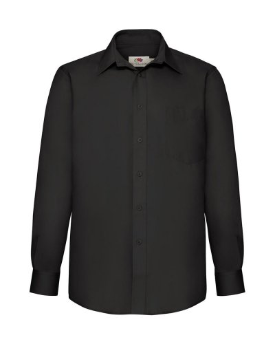 Camicia uomo in popeline maniche lunghe Nero