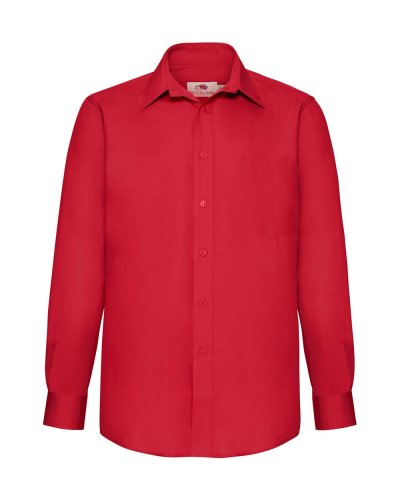 Camicia uomo in popeline maniche lunghe Rosso