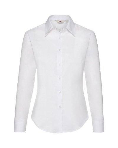Camicia donna Oxford maniche lunghe bottoni in tinta Bianco