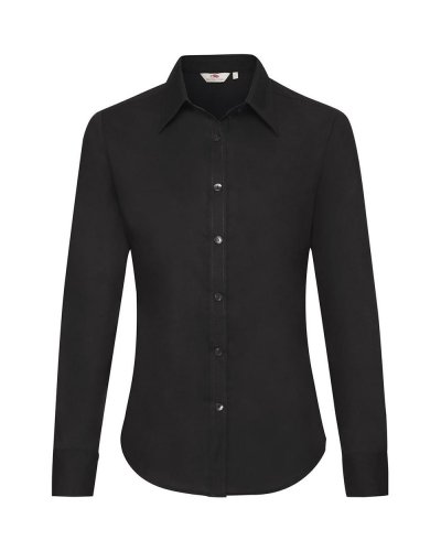 Camicia donna Oxford maniche lunghe bottoni in tinta Nero