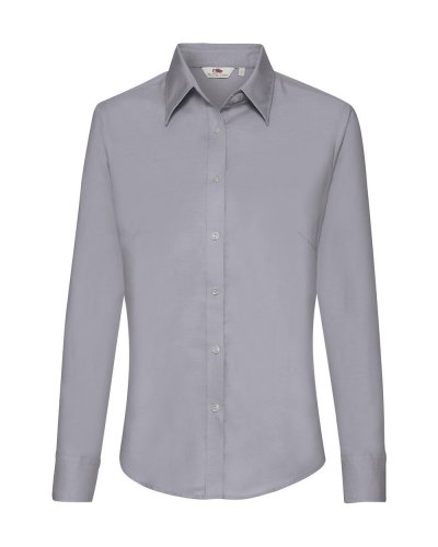 Camicia donna Oxford maniche lunghe bottoni in tinta Oxford grey