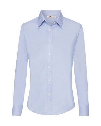 Camicia donna Oxford maniche lunghe bottoni in tinta Blue Oxford