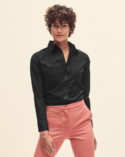 Camicia donna Oxford maniche lunghe bottoni in tinta
