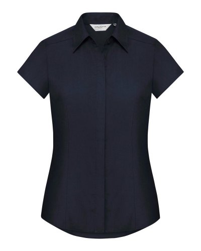 Camicia donna popeline maniche corte ad aletta French Navy