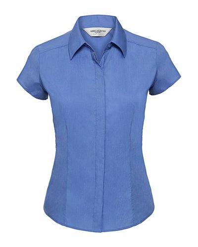Camicia donna popeline maniche corte ad aletta Corporate Blue