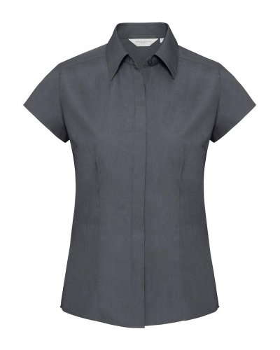 Camicia donna popeline maniche corte ad aletta Convoy Grey