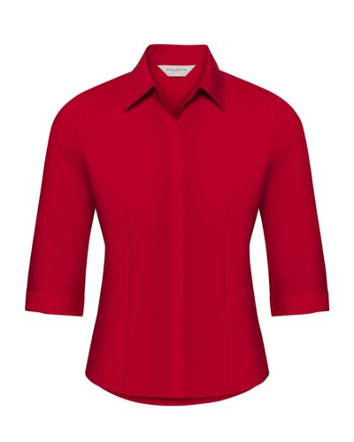 Camicia donna popeline maniche 3/4 Classic Red