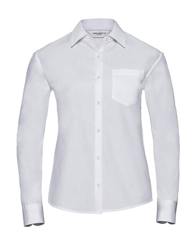 Camicia popeline puro cotone colletto classico maniche lunghe Bianco