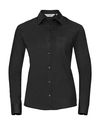 Camicia popeline puro cotone colletto classico maniche lunghe Nero