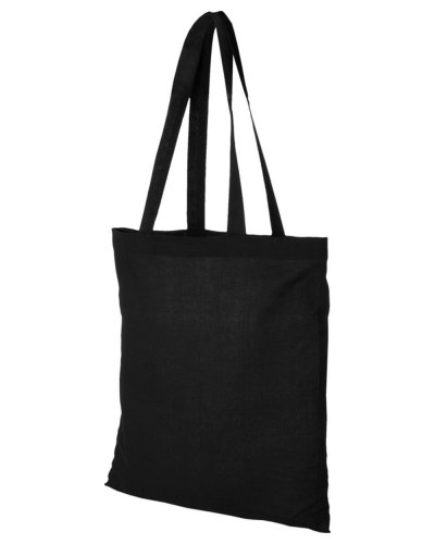 Shopper colorata in cotone manici lunghi da 140 gr Nero